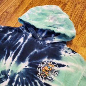 Vtg Salty Dog Hoodie Sweatshirt Women Small Blue Tie Dye Daytona‎ Beach
